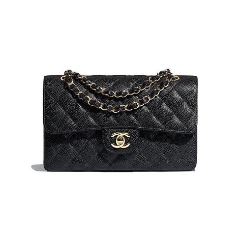 chanel black quilted leather clogs c27533|Small Classic Handbag Grained Calfskin & Gold.